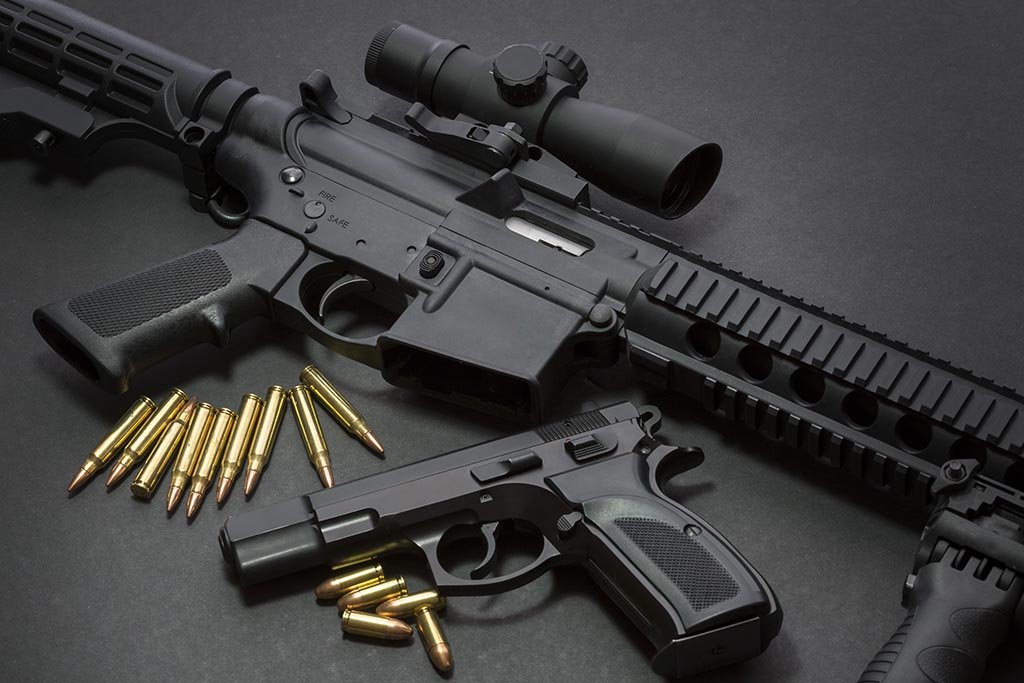 Suppressors and NFA items on display at a licensed dealer