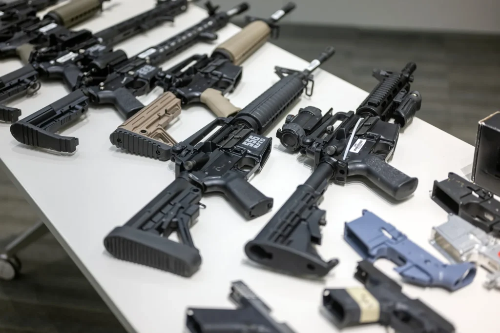 Rack of rifles and handguns available to browse online