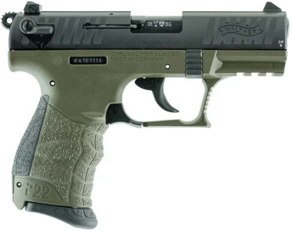 Walther P22 California Compliant .22 LR Olive Drab Green and Black Pistol